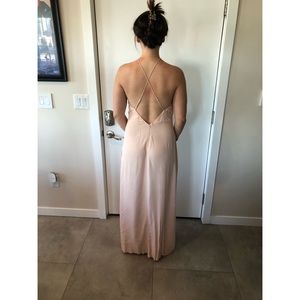 Light pink formal maxi dress, halter neck with low sexy back